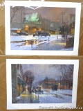 Two George Kovach prints each measure 21