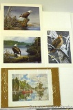 Four signed & numbered birds of prey prints including: Raptor In The Rain by Don Kloetzke (22 1/8? x