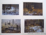 4 signed and numbered prints by Don Kloetzke. First Snow, On The Run, Listen and Something In The