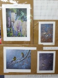 Four signed & numbered songbird prints by Jerry Gadamus, Scott Zoellick, and Susan Bourdet. Jerry