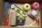 Stanley 33' Power Lock tape measure; Stanley utility knife; 2 extendable magnets; 3 steels for knife