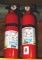 Two Kidde dry chemical fire extinguishers, both show that they're charged and include mounting
