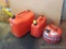 Five gallon gas tote; 2-1/2 gallon gas tote; 2-1/2 gallon gas can.
