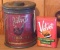 Two Velvet tobacco tins. Canister style tin stands 6