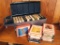 Eight track tapes in a storage tote. Artists include Sammy Davis Jr., Tammy Wynette, Eddy Arnold and