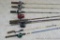 Garcia, South Bend and other fishing rods with reels.