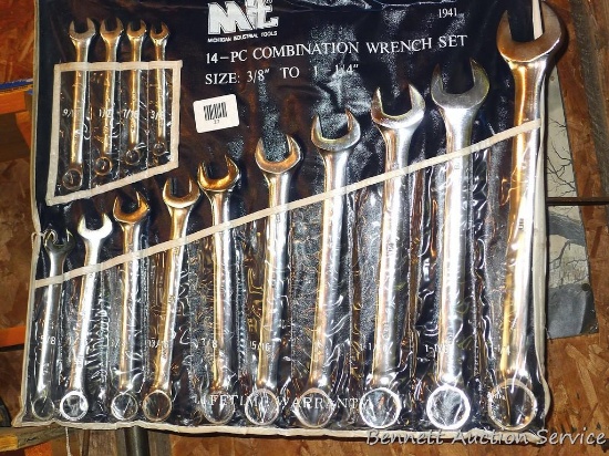 Combination wrench set, largest is 1-1/4", comes with carrying case.