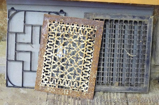 Antique cast iron floor grate is 16"x 12"; metal floor grate is 16"x 14", opens and closes; more.