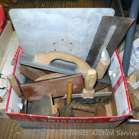 Concrete trowels; sheet rock tools, longest is 16" and more.