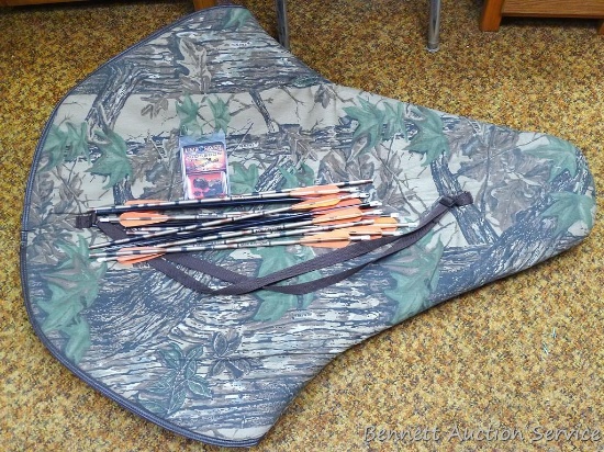 Realtree camo soft side cross bow case; ten Easton cross bow bolts and three others; more.