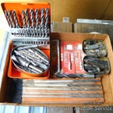 Assortment of metal and wood drill bits; 6 piece brad point wood drill bit set; nice metal carry
