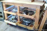 Homemade wooden storage work bench with 4 drawers, 51