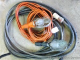 Heavy duty extension cord 40' long; 2 trouble light extension cords.