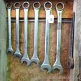 Seven large combination wrenches up to 2