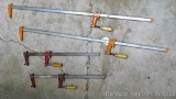 Four metal wood clamps, longest is 39