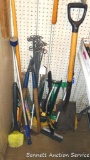 Garden lot includes sprinklers; shovel; hand tools; pruners and more.