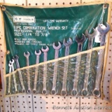 Eleven piece combination wrench set from 1/4