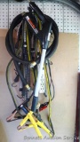 Set of jumper cables; hand fuel pump hose; Thunder Gun power washer; bungee cords and more.