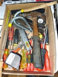 Claw hammer; 12' Tool shop tape; magnetic angle finder, screw drivers, files, utility knives and
