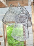 Three collapsible fish baskets, largest is 18