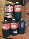 No shipping. Five propane fuel cylinders including one Coleman.