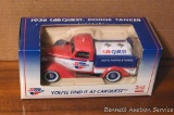 Carquest Auto Parts 1936 Dodge Tanker is a diecast lockable coin bank. Unopened box measures 9