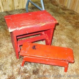 Two cute little red stools. Tallest is approx. 14