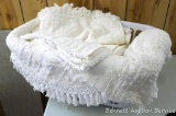 Full sized chenille bedspread is in great condition with no tears or rips noted. A few yellowish