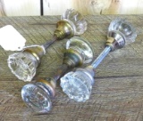 Three antique glass door knob sets, all in very good condition. No chips noted.