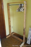 Coat rack is sturdy and measures 3' wide x 5-1/2' tall with a 2' base.