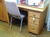 Nice little desk is sturdy and in good condition. Measures 42
