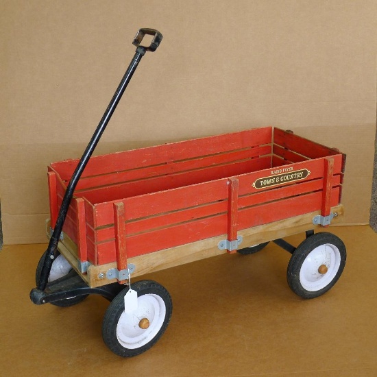 Radio Flyer wooden wagon with removable sides 36" x 18" x 21". Tires are in good shape.