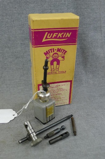 Lufkin No. 101 magnetic base indicator holder with fine adjustment. Main spindle is 4-1/2".