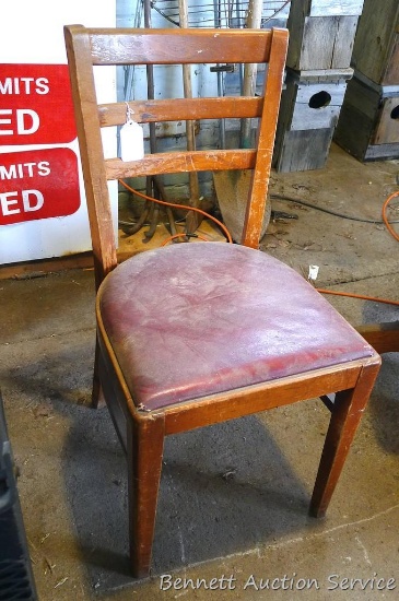 Wooden padded chair 16" x 19" x 33" tall.