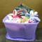 18 gallon tote filled with plush Easter bunnies also includes some quilted pieces. Tote is about 15