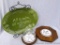 Woodland Collection decorative ceramic platter, plus two cheese boards that share a globe. Larger