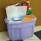 Rubbermaid tote contains gift bags and boxes. NIP blanket boxes are about 20