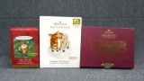 Hallmark ornaments include Lionell 100th anniversary and Rudolph the Red Nosed Reindeer. Lionell box