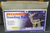 Sylvania lighted standing buck has a wire frame. Stands about 48