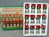 12 Days of Christmas porcelain bell set, bells are about 3-1/2