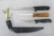 American Angler filleting knife and sheath, pocket knife and two other knives. American Angler knife