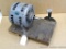 General Electric motor mounted on a wooden board, turns but is untested, 7-1/2