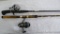 Roddy fishing rod and reel, Zebco reel mounted on a Brule rod. Both two-piece rods look to be in