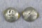 Silver toned US and Field Artillery pins from US military. Both are domed, marked 'New York' on back