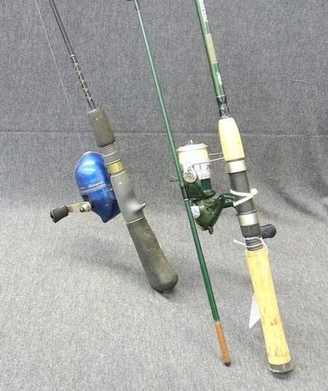Mitchell Phazer 2 piece rod 73" long with PH1000 reel; Shakespeare rod 37" long with Shakespeare