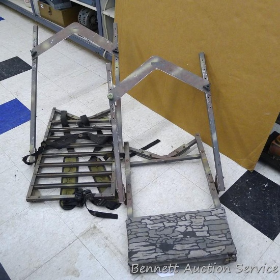 AR Outdoors two piece climbing tree stand has carrying straps and seat. Measures approx 32" x 20" x
