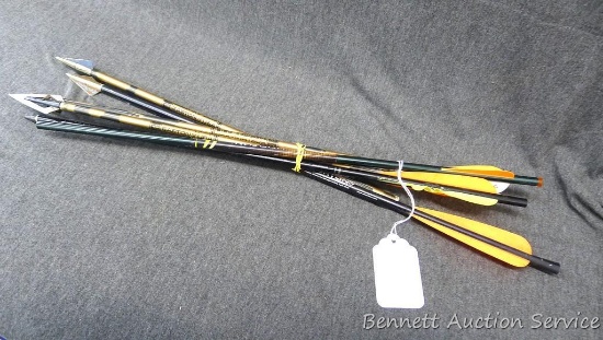 Eastern & Horton compound bow bolts 21" long with filed points and broadheads.