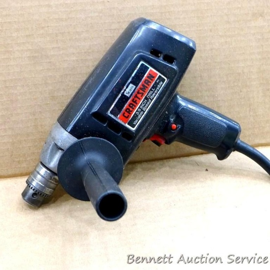 Craftsman 3/8" variable speed reversible drill, runs.
