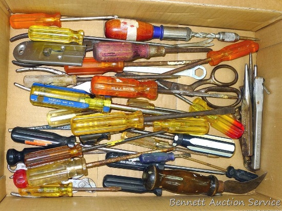 Screwdrivers, chisels, wrenches, glass cutter, more. Craftsman and other.