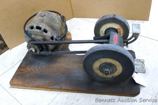 Arbor bench grinder with motor, no guards - untested.